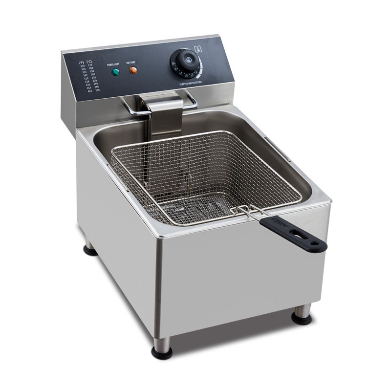 Electric Deep Fryer with Basket and Lid, Capacity 11 L Stainless Steel Countertop Oil Fryer with Temperature Control, Height Adjustable Legs Deep Fry for Home kitchen and Restaurant, 1700W