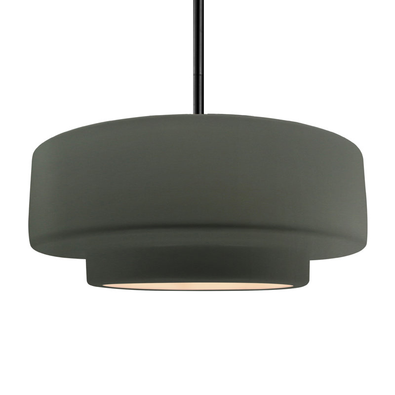 Luminaire suspendu à 1 lumière Meydan, Étain, vert, H 6 po x l 16,25 po x P 16,25 po, Matte Black