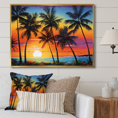 «Colorful Bold Palm Trees Landscape IV - Palmiers et palmiers», art encadré