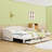 Twin XL Extendable Upholstered Daybed with Trundle, LED Light and Storage Drawers-42525479