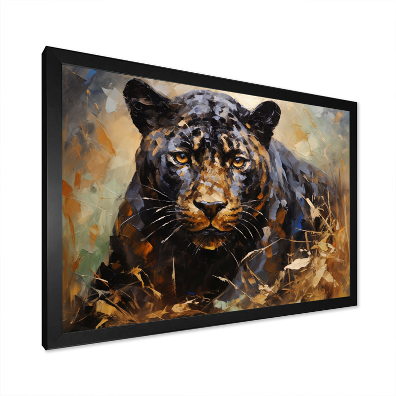 «Bevash Gold Panther Presence», reproduction sur toile, H 30 po x l 40 po x P 1,5 po, Cadre simple noir