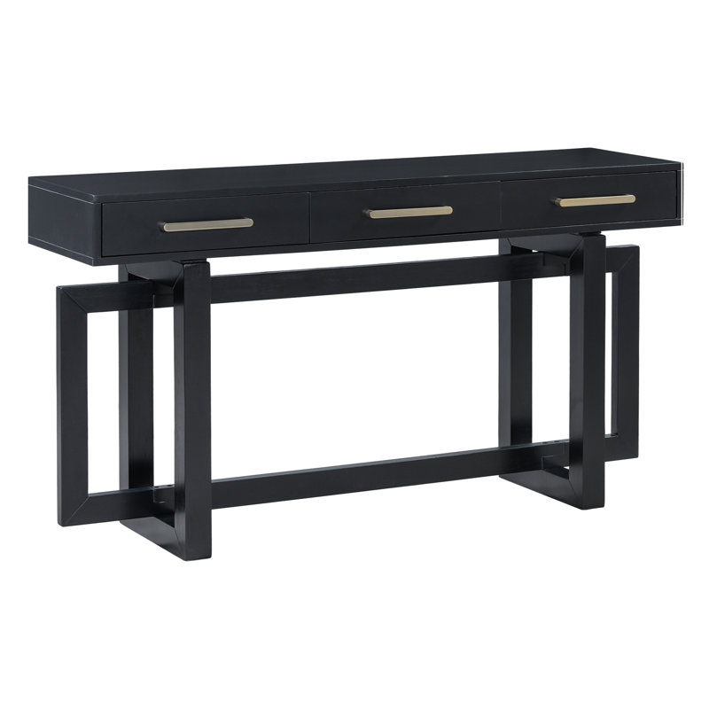 Elegant Console Table with Three Drawers, Extra Long Entryway Table for Entryway, Hallway, Black