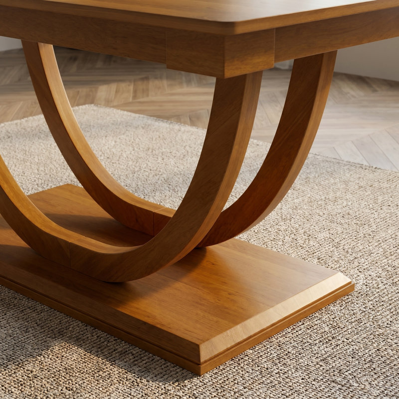 Ensemble de salle à manger 6 pièces en bois massif avec banc rembourré et chaises, table à pieds demi-ronds, ensemble de table de cuisine moderne pour 6