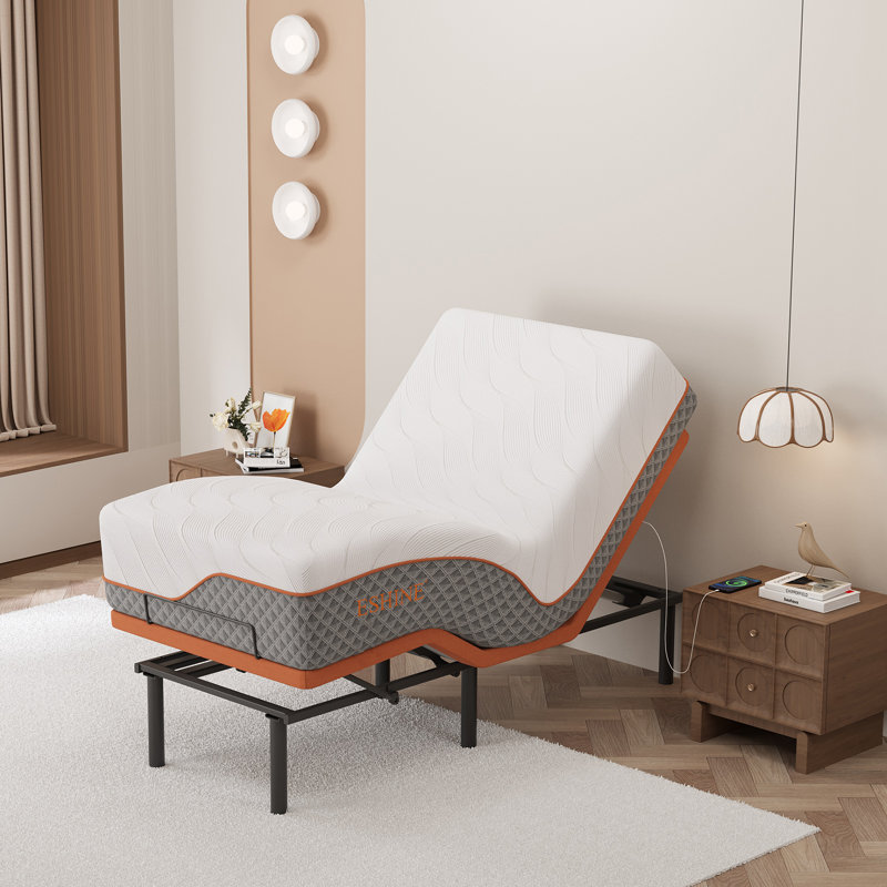 Zero Gravity Adjustable Bed with 14" Hybrid Mattress, Massage, Wireless Remote, App Control, Zero Gravity, Underbed Light, USB & Type C Ports on both sides