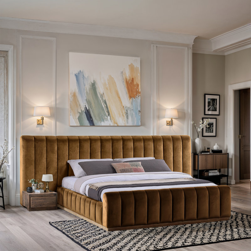 Amara Velvet Bed, King, Saddle Velvet