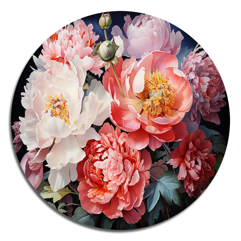 Porcelaine de Chine, bouquet de pivoines, H 16 po x l 16 po
