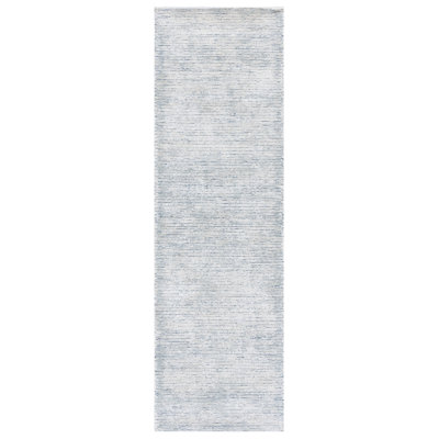 Tapis bleu / ivoire en viscose / laine touffeté à la main Ajnesh