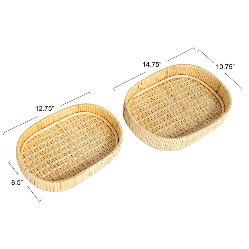 Willow Nestable Oval Trays With Raised Edges