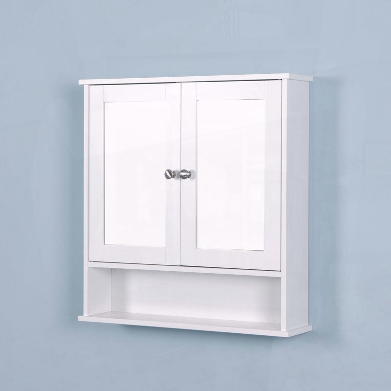 Wall Mounted Bathroom Cabinet with 2 Mirror Doors and Adjustable Shelf