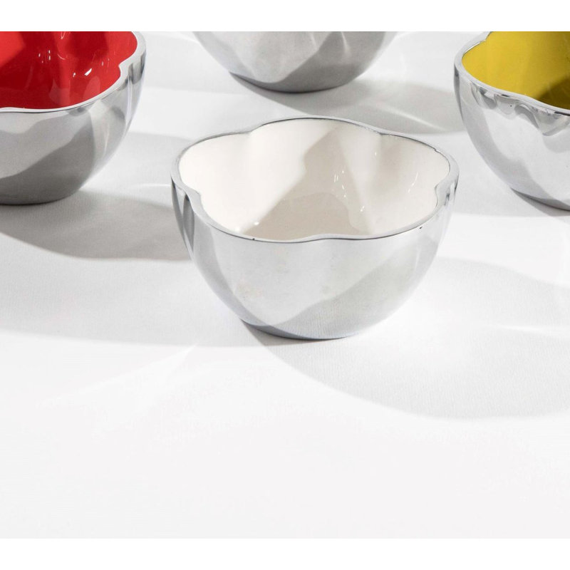 Très grand bol Fiore, Argent/blanc, 11"