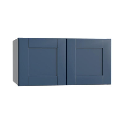 Gallery Express Mercer Plywood Assembled 24 in W x 24 in D x 12 in H Wall Bridge Kitchen Cabinet with Soft Close in Navy