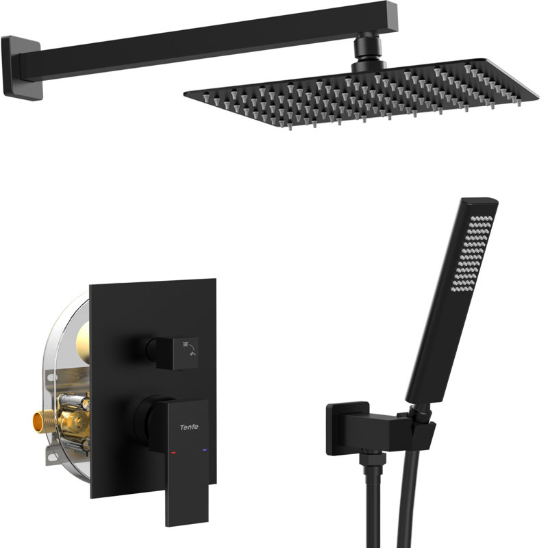 Robinetterie de salle de bain moderne à contrôle de pression noir mat