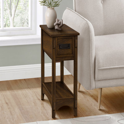 Accent Table, End, Side Table, Nightstand (Bedside Side Table), 2 Tier, Narrow, Storage Drawer, Veneer, Transitional