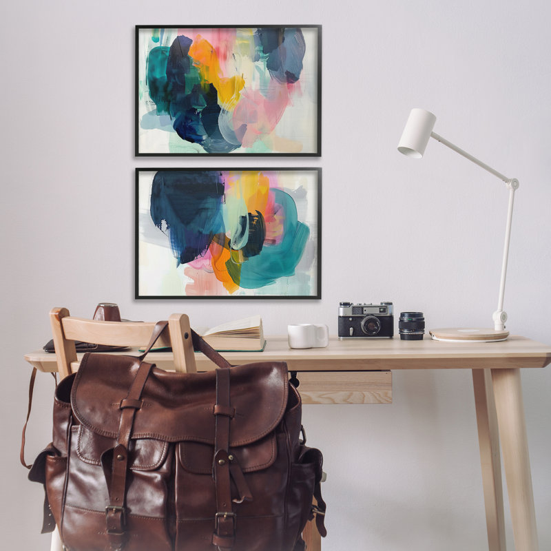 «Modern Restless Abstract», ensemble de 2 giclées par Irena Orlov, Giclée encadrée noir minuit, H 16 po x l 24 po