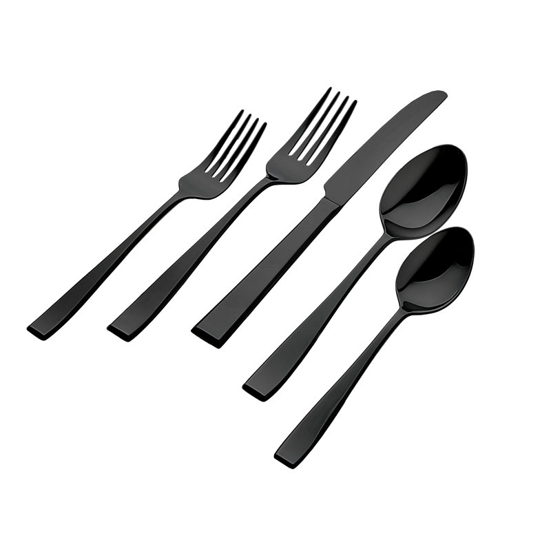Ensemble de couverts 20 pièces Flagstaff, service pour 4, Noir brillant