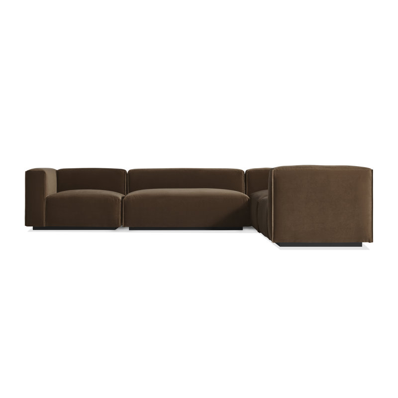 Cleon Modular Sectional, Coffee Velvet Polyester Blend, Right Hand Facing