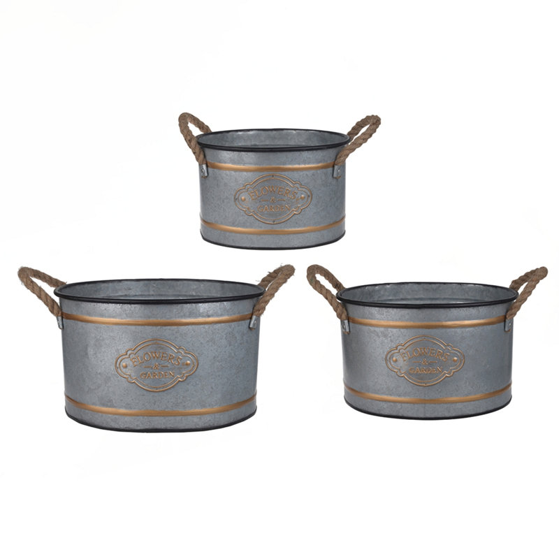 Ensemble de 3 pots décoratifs en métal Huxley