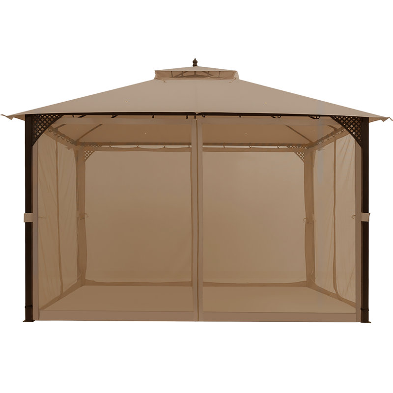 Abri de jardin pour patio en métal x P 10 pi à auvent pliant, Brun