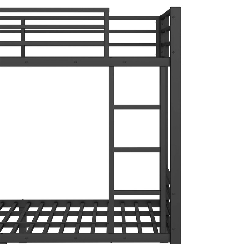 Grand lit superposé en métal avec tablettes de rangement, tiroirs et panneau perforé pour adolescents, design compact et multifonctionnel en noir