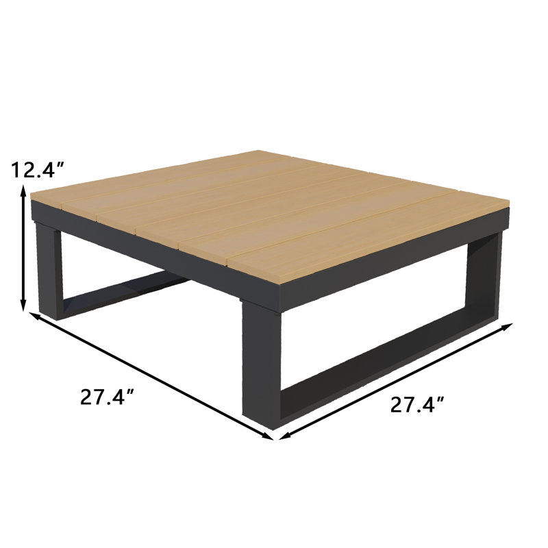 Table basse de patio en aluminium, Noir