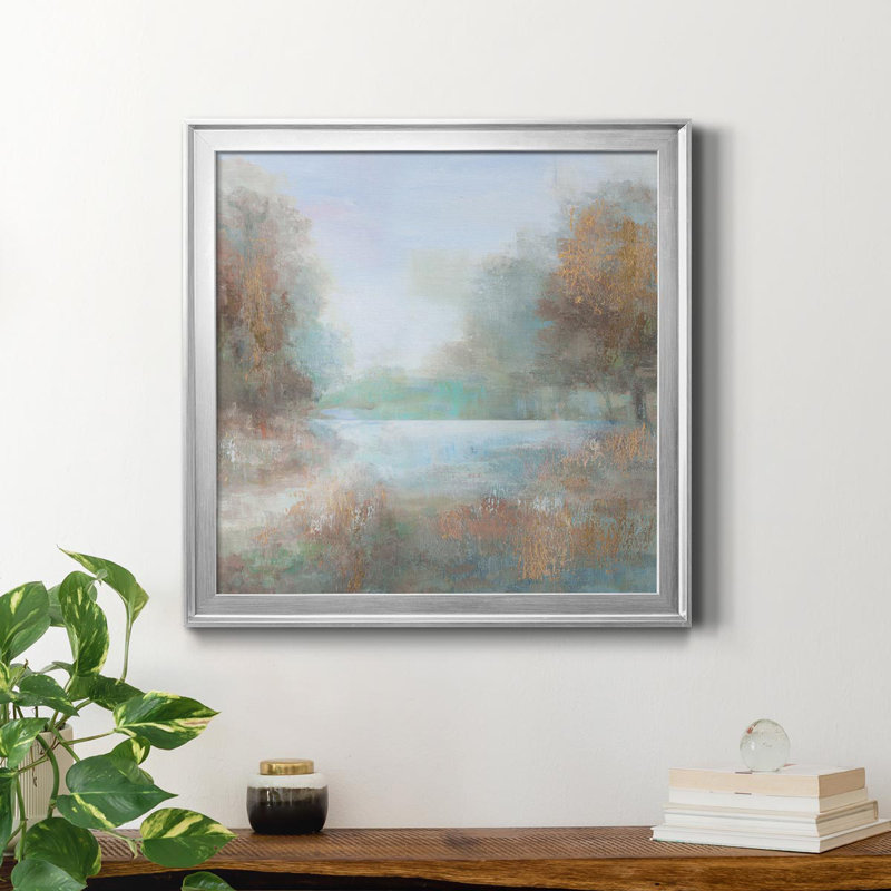Lagon bleu - reproduction d'art sur toile encadrée, Argent, H 17,5 po x l 17,5 po x P 1,5 po