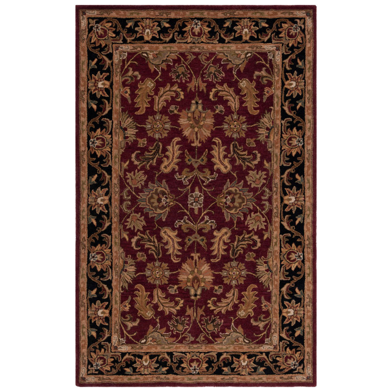 Tapis rouge / noir en laine touffeté à la main Cranmore, Rectangle 5 pi x 8 pi