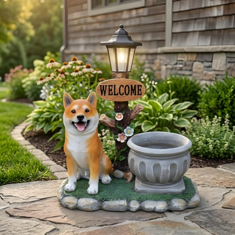 Décoration de jardin pour chien assis Akita