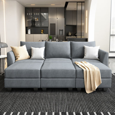 U-Shaped Sleeper Sectional Reversible Modular Sectional Sofa