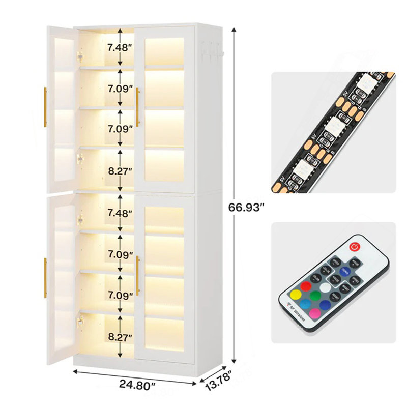 Modern Style Cabinet,Shoe Cabinet,Unique Cabinet, White, 66.93"H x  24.8"W x  13.78"D