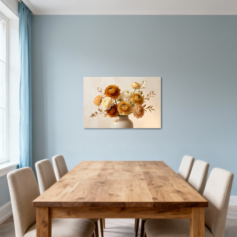 Arrangement floral de plantes et de fleurs dans des tons chauds et doux, H 32 po x l 48 po