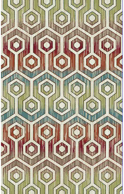 Tapis crème / rouge Jorie, Rectangle 7 pi 10 po x 9 pi 10 po