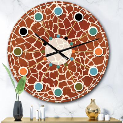 Horloge murale Leopard Fur Safari I - Mid-Century