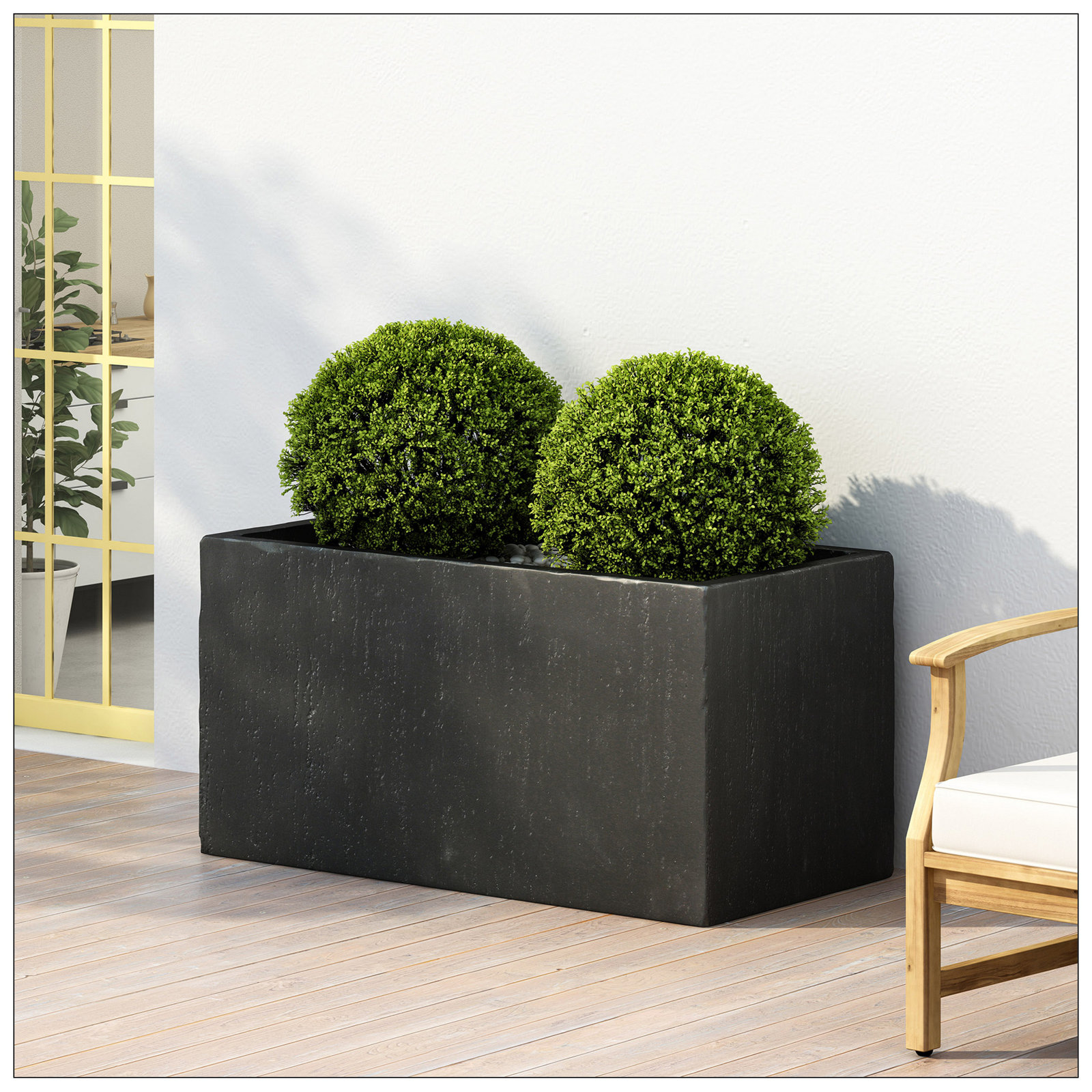 Shiner Lightweight Concrete Planter Box Set, Black, 18" H x 35.25" W x 18" D, 1