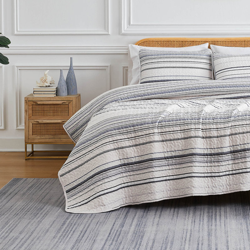 Coastal Grey Full Microfiber Reversible Quilt Set