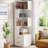 66.9" H Corner Bookcase With 5-Tier Shelf And 2 Drawers, L-Shaped Corner Storage Shelf Bookshelf-1133680017