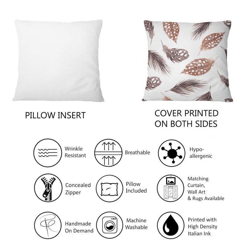 Coussin décoratif brun et gris à pois - imprimé bohémien et éclectique 12 po x 20 po
