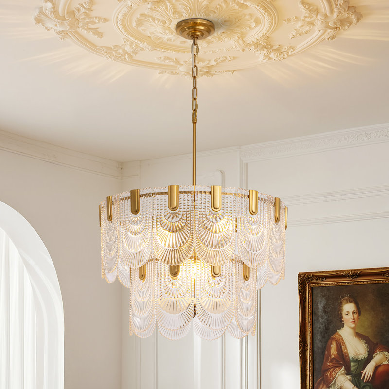 Lustre suspendu moderne en cristal doré K9 à 9 lumières Aurthur