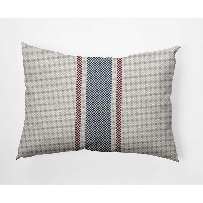 Grain Striped Outdoor Reversible Throw Pillow, Red