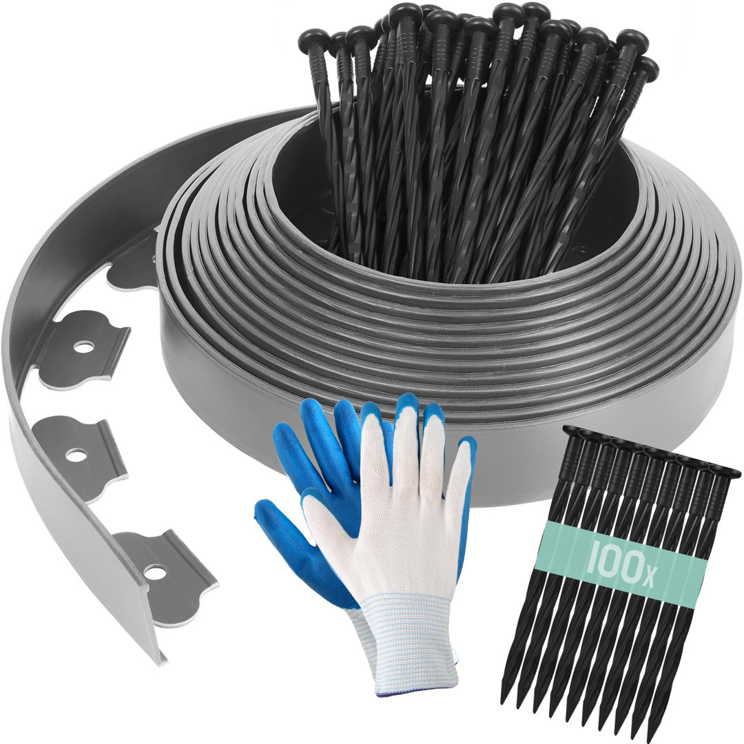 5cm H x 2000cm W Polypropylene Plastic Lawn Edging
