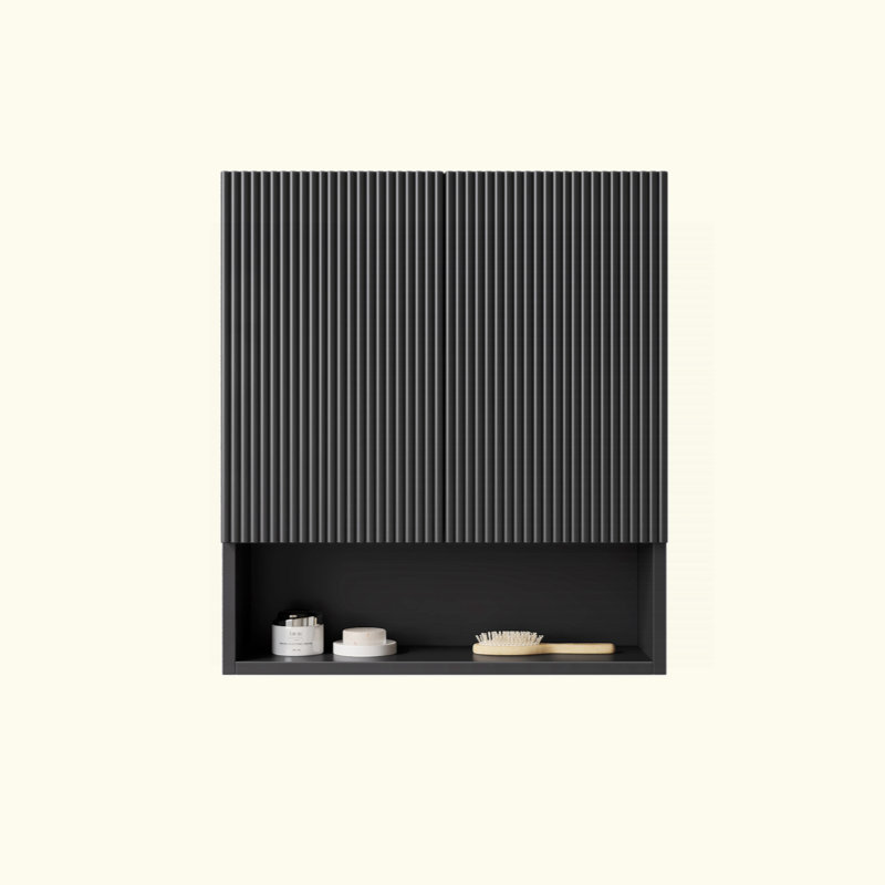 Armoire de rangement murale au-dessus de la toilette - avec portes, tablette interne et compartiment ouvert pour la salle de bain, la cuisine, la salle de lavage