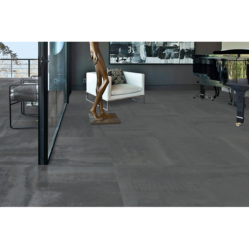 24" x 47.25" Porcelaink Metal Look Wall Tile, Steel