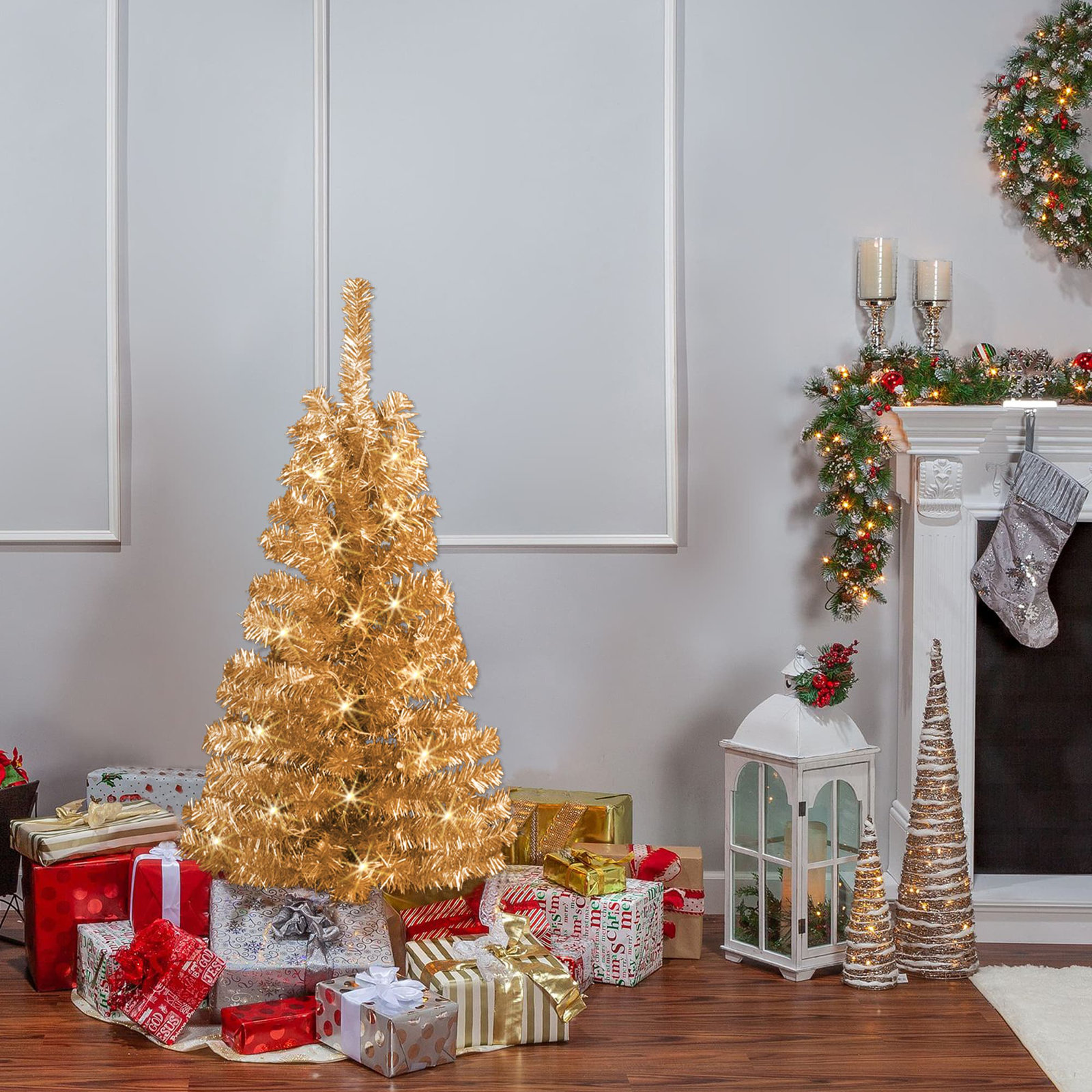 48' Lighted Artificial Pine Christmas Tree