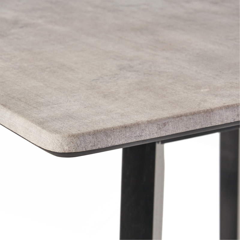 Table de salle à manger à hauteur de bar moderne 42 po, pieds en bois d'hévéa et plateau en stratifié, finition grise, noir