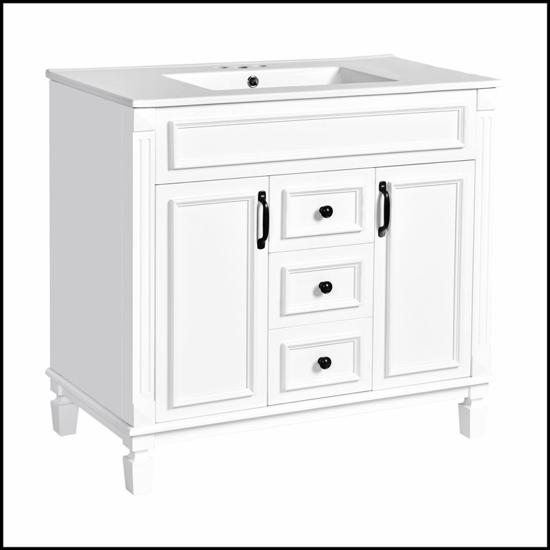 Meuble-lavabo moderne de 36 po avec lavabo supérieur, portes à fermeture douce et tiroirs pour un rangement spacieux et une conception élégante