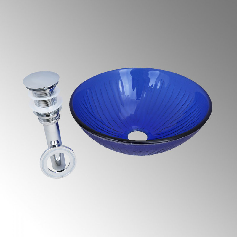 The Renovators Supply Inc. 12'' Blue Glass Circular Bathroom Sink