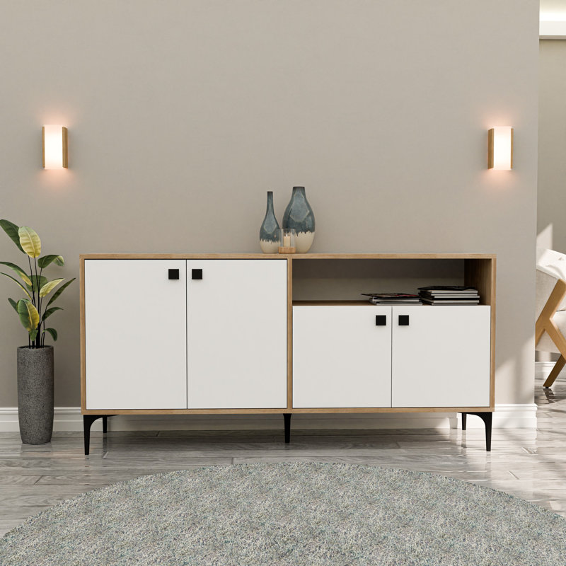 Mezza 77.6cm Console Table, Oak/White