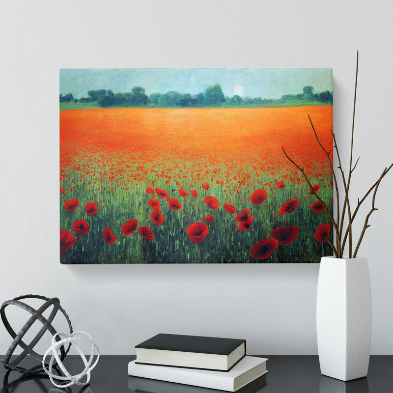 Superb Poppies Flowers - Wrapped Canvas Painting, 35cm H x 50cm W x 3cm D