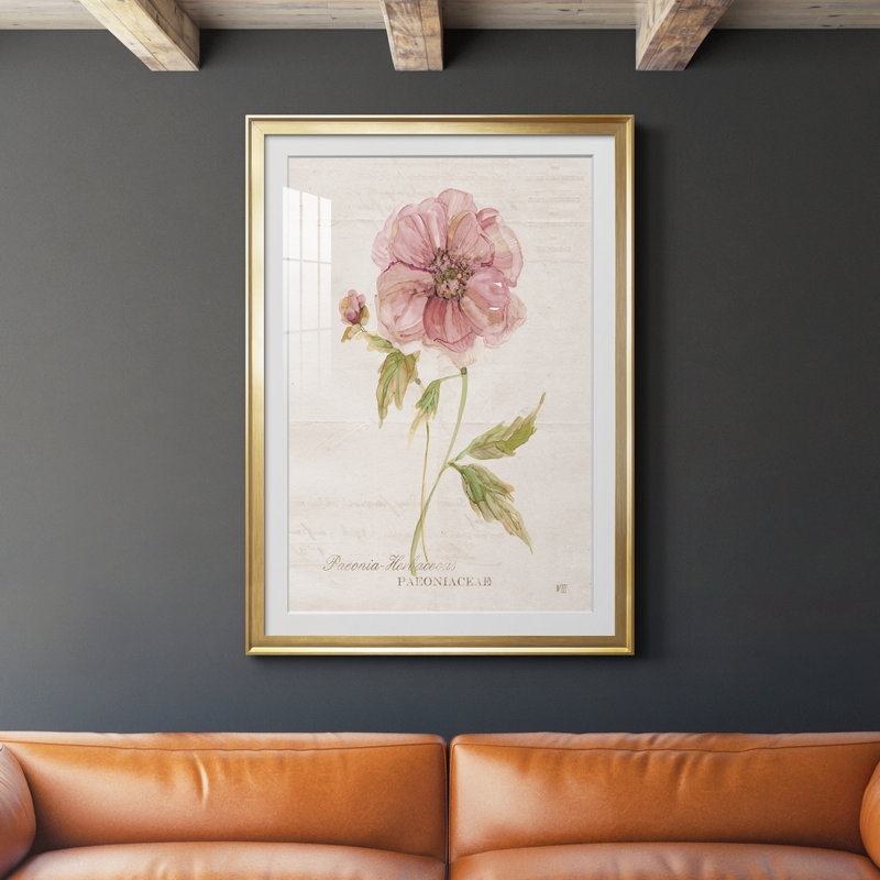 Soft Peony - peinture sur toile encadrée, Or, H 36,5 po x l 26,5 po x P 1 po