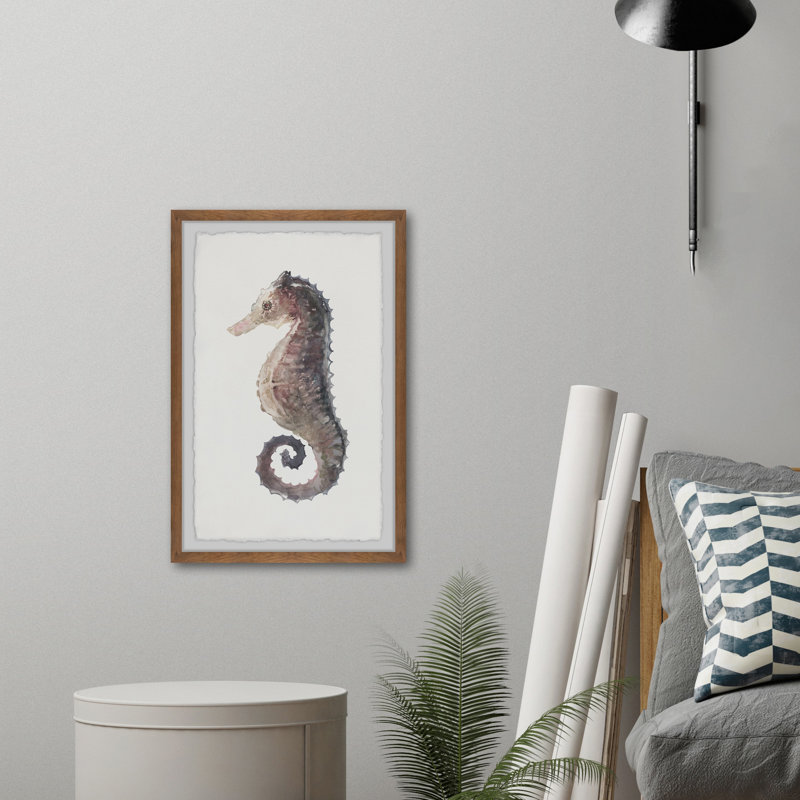 Stiff Seahorse 1 Piece Single Picture Frame Painting, 30cm H x 20cm W x 4 cm D, Brown