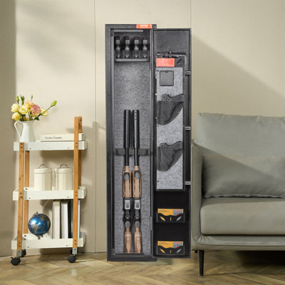 2 Rifles Gun Safe, Rifle Safe with Lock & Digital Keypad and Removable Shelf